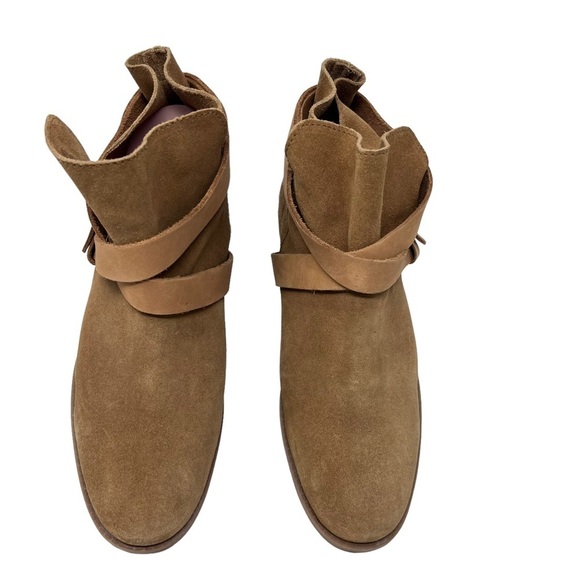 ASOS ALEX Tan Suede Slouch Ankle Boots Wrap Around Strap Buckle Detail Size 8 - Picture 11 of 15
